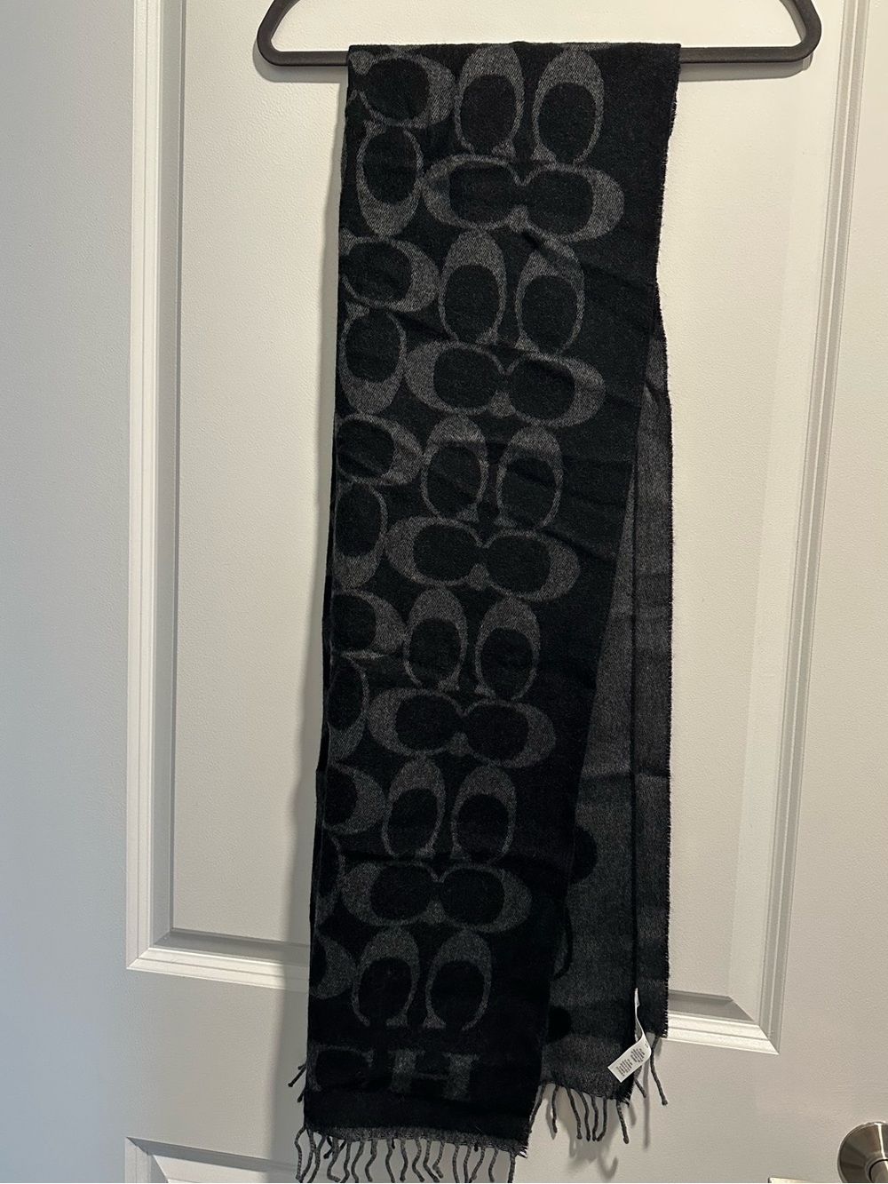 Coach Black & Gray Signature Wool/Cashmere Scarf